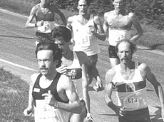 Charles Speddding, Bruce Bickford, and Jim Crawford take a corner